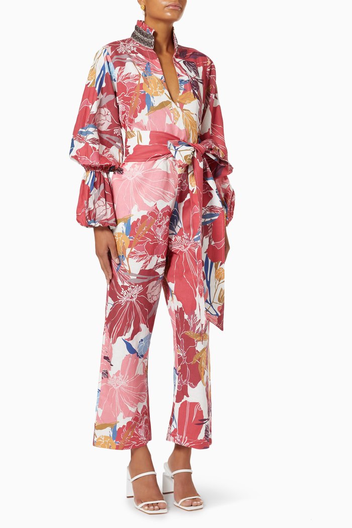 

Lorette Jumpsuit in Silk, Red