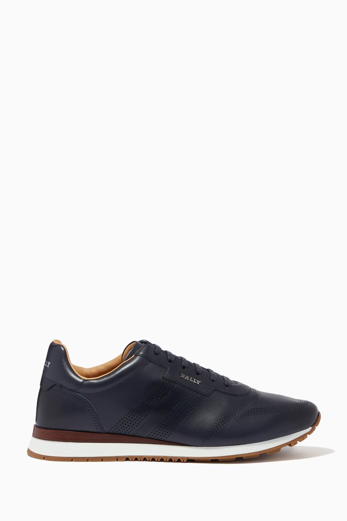 Asken Sneakers in Russian Leather, Blue