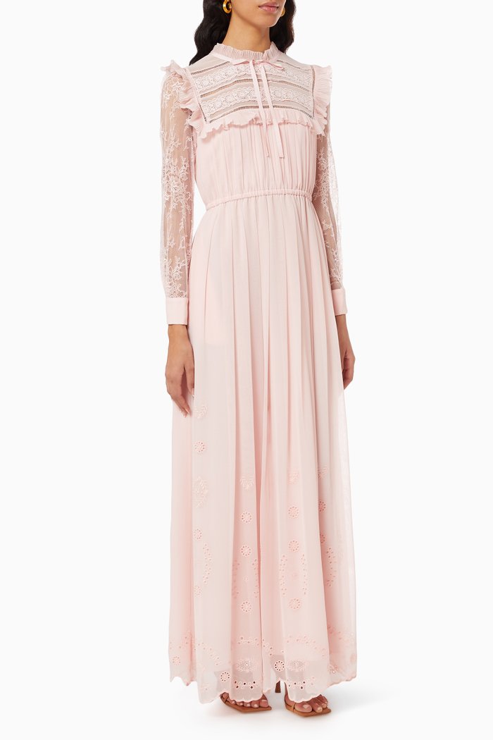 

Broderie Dress in Chiffon, Pink