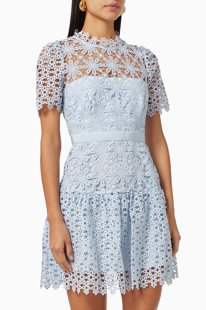 

Mini Dress in Geo Guipure Lace, Blue