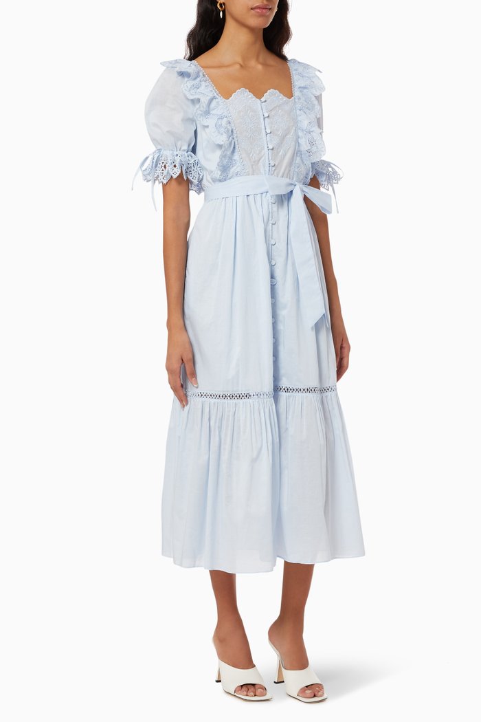 

Midi Dress in Organic Cotton, Blue