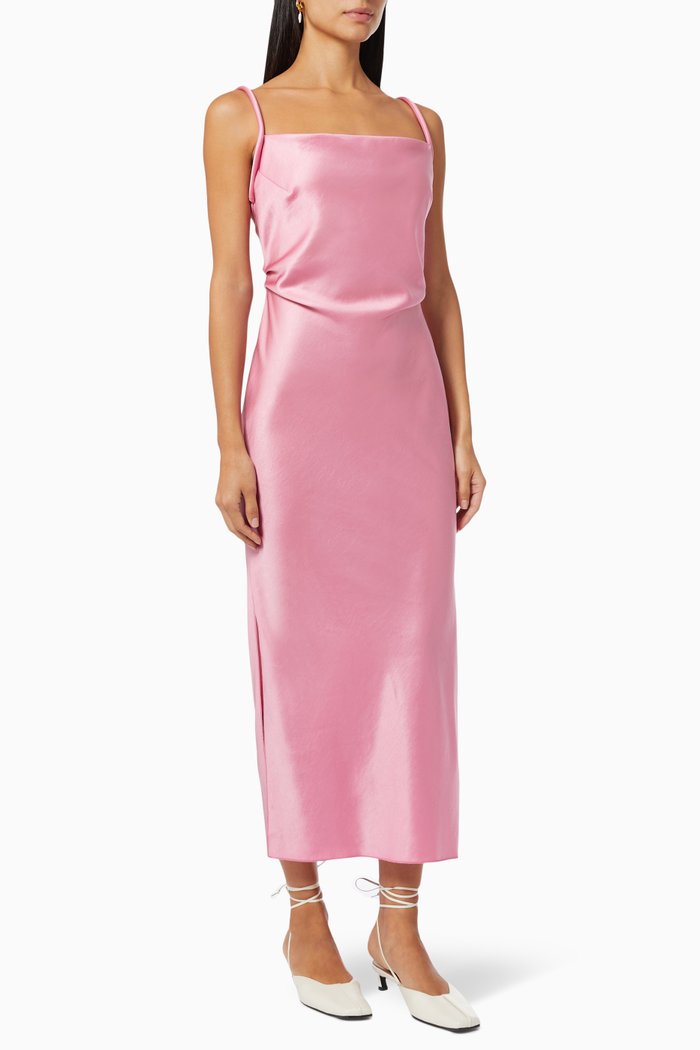 

Irma Slip Dress in Satin, Pink