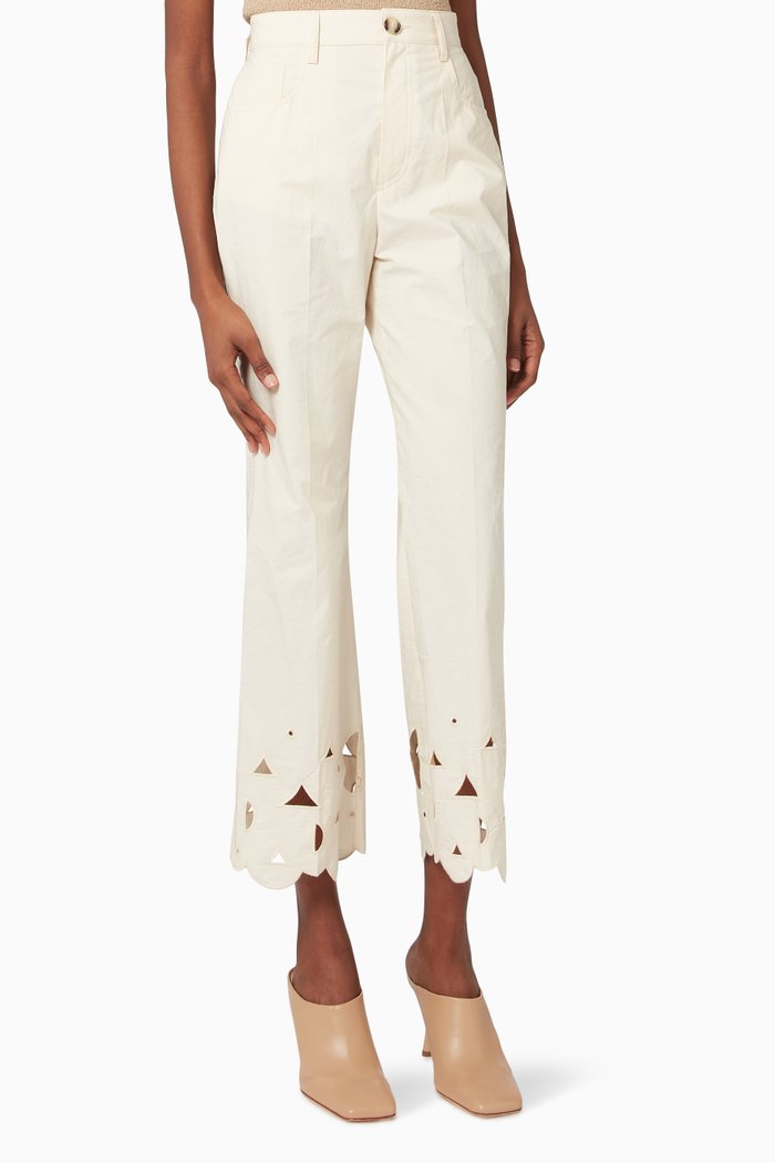 

Zoey Embroidered Pants in Cotton, Neutral