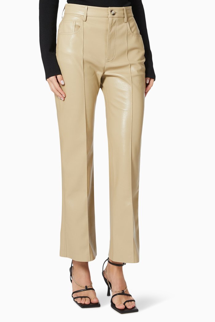 Zoey Embroidered Pants in Cotton, Neutral