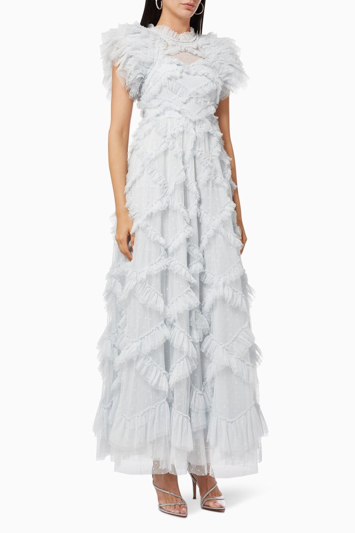 

Genevieve Ruffle Gown in Kisses Tulle, Blue