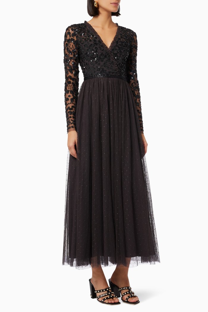 

Tempest Bodice Gown in Sequin Tulle, Black