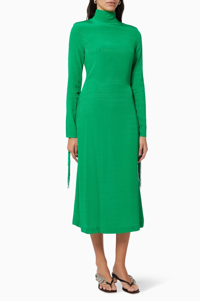 

Reba Fringe Dress in Viscose, Green