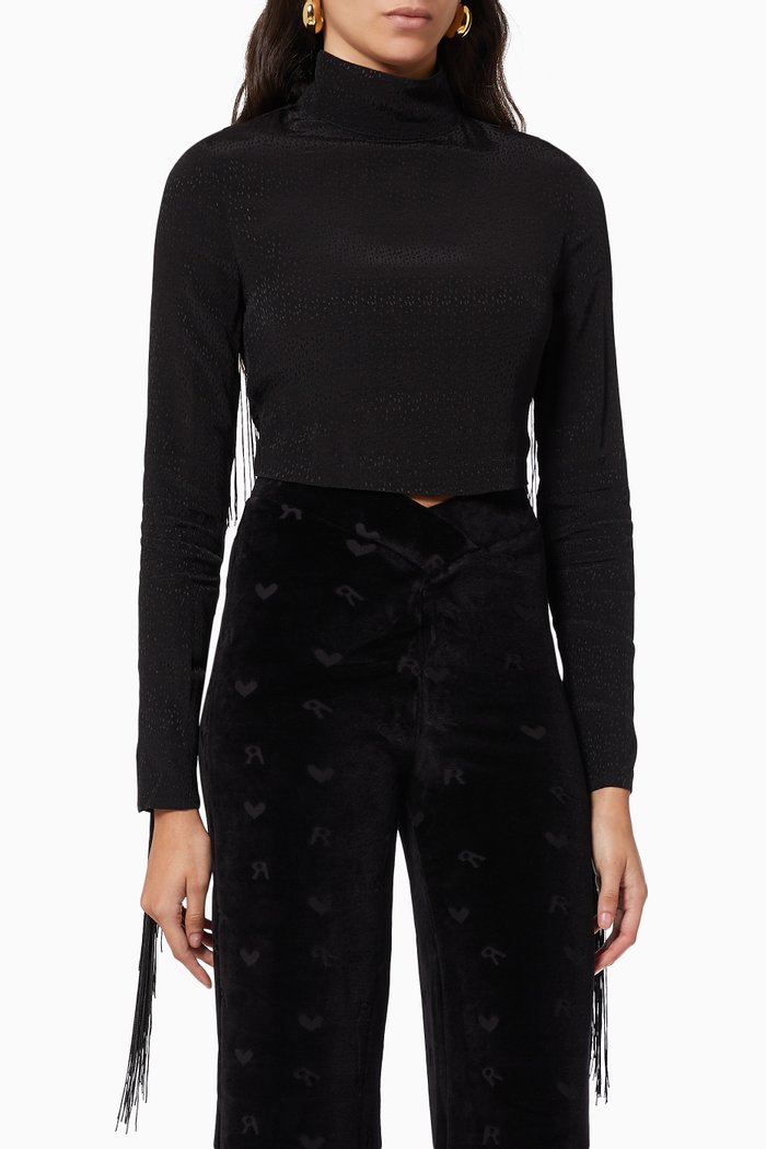 

Reba Fringe Top in Viscose, Black