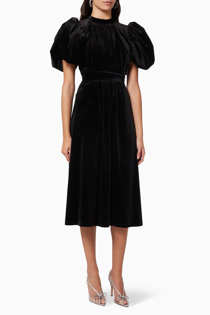 Noon Dress in Velvet, Black