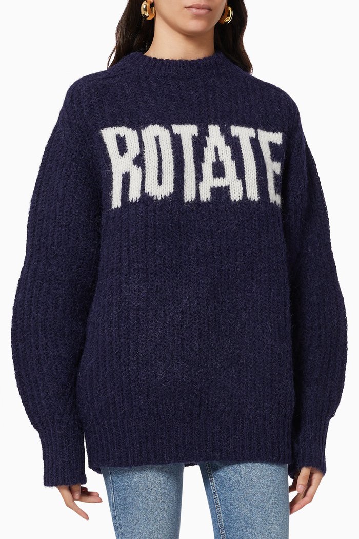 

Brandy Knit Jumper in Jacquard Knit, Blue