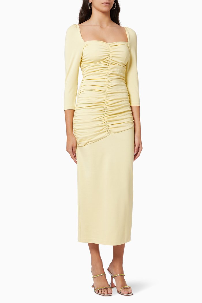 

Freya Ruched Dress in Jersey, Yellow