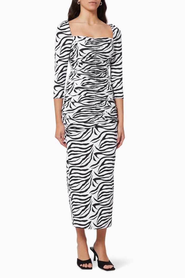 

Freya Ruched Dress in Jersey, White