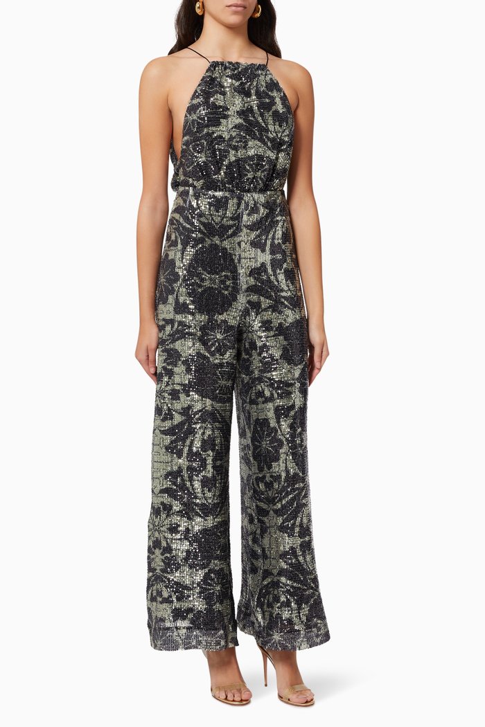 

Stella Floral Jumpsuit, Black
