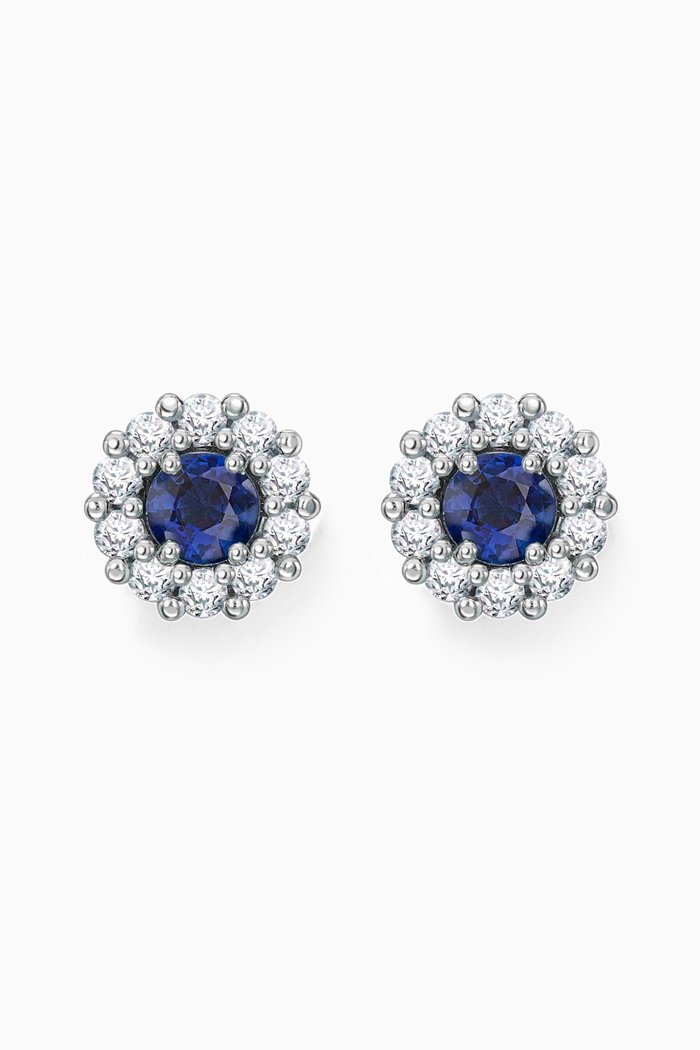 Garrard 1735 Sapphire & Diamond Stud Earrings in Platinum, Blue