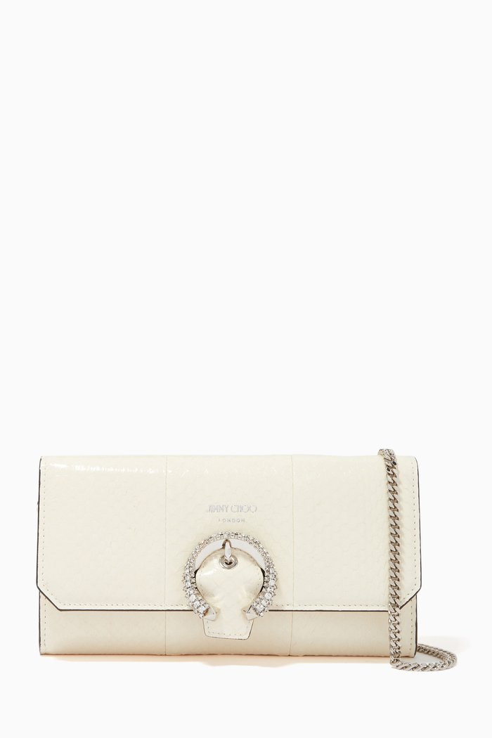 

Wallet with Chain in Smooth Calf Leather, White