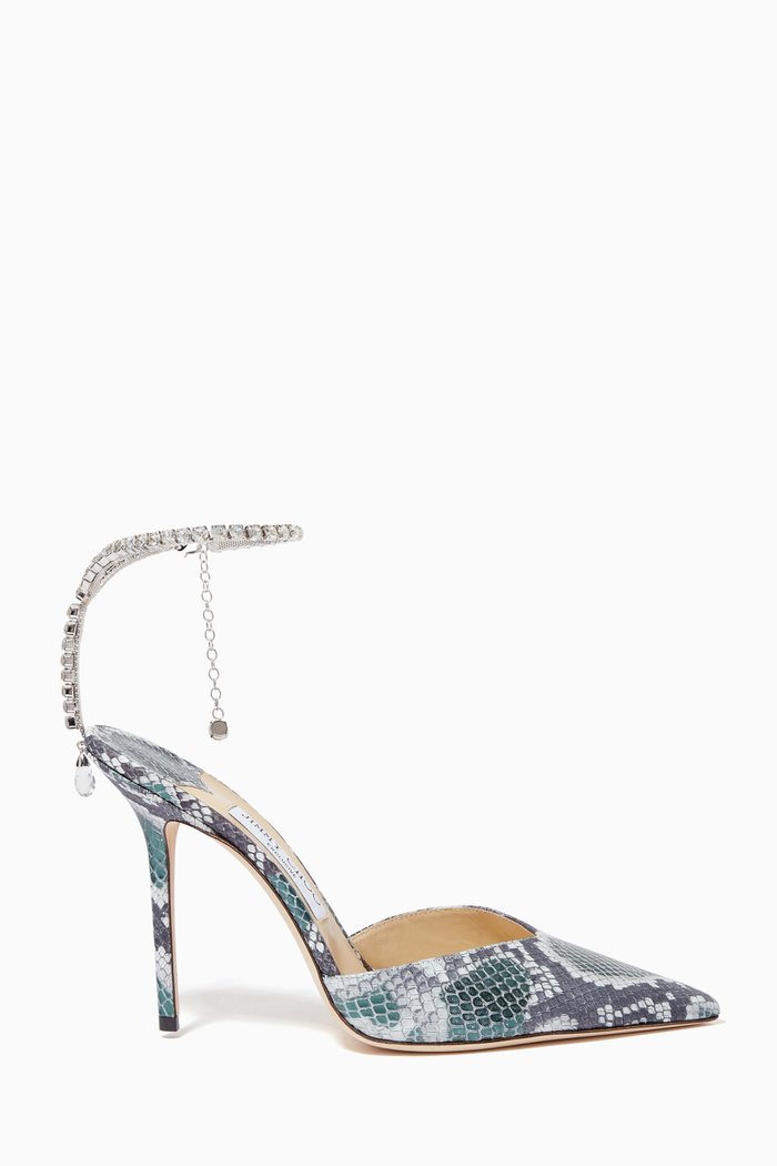 

UAE 50th Anniversary Saeda 100 Pumps in Snake-print Leather, Brown
