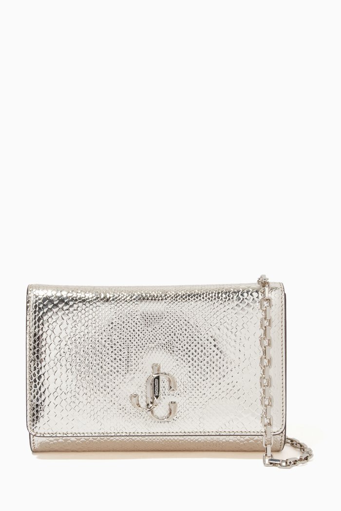 

Varenne Clutch Bag in Metallic Embossed Leather, Gold