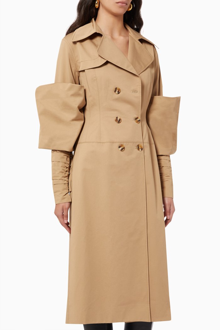 

Couture Sleeve Trench Coat, Brown