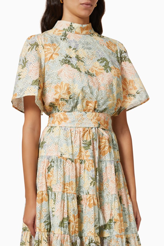 

Anita Crop Blouse in Broderie Anglaise Cotton, Green