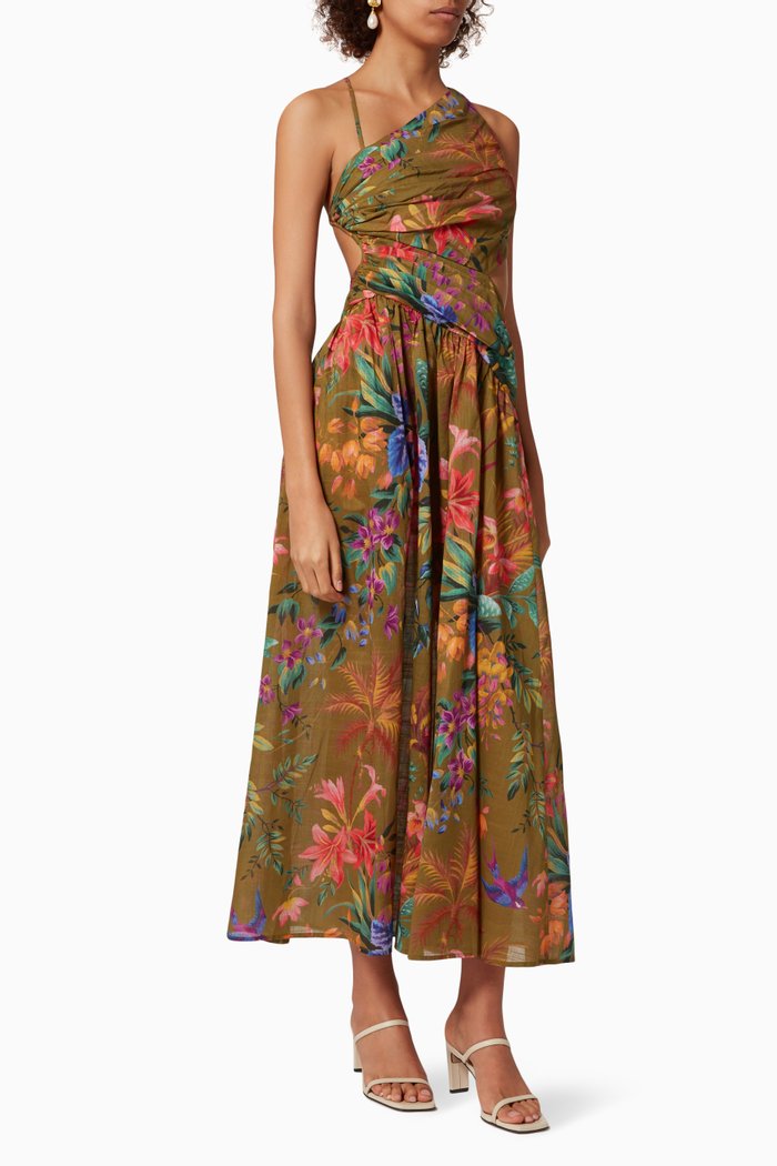

Tropicana Asymmetric Dress in Cotton, Multicolour