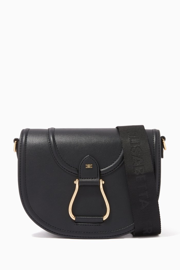 

Medium Shoulder Bag in Faux Leather, Black