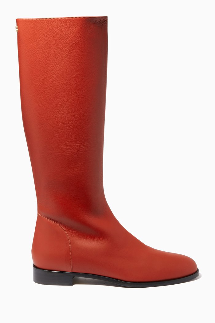 

Knee High Boots in Calfskin, Burgundy