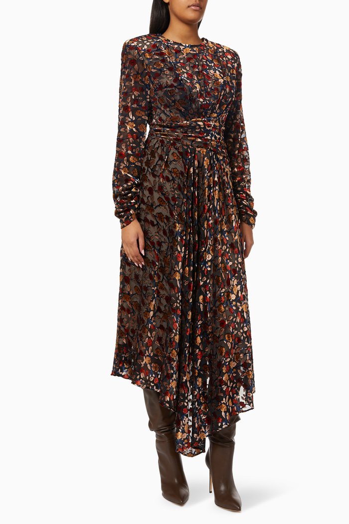 

Floral Velvet Dress, Black
