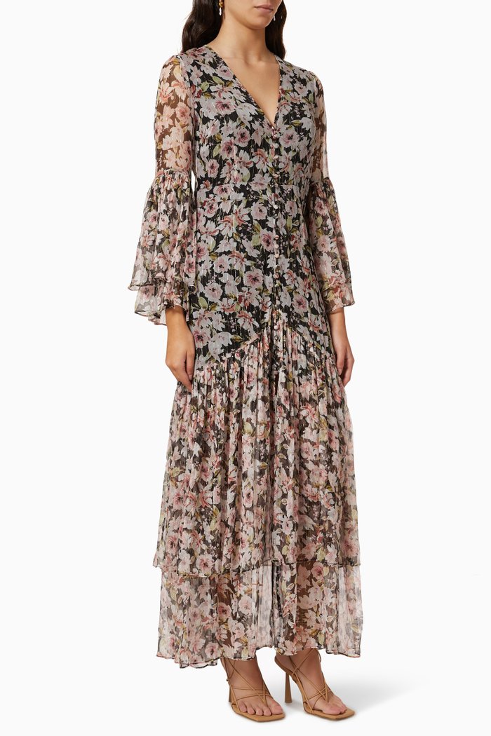 

Belle Maxi Dress in Silk Chiffon, Black