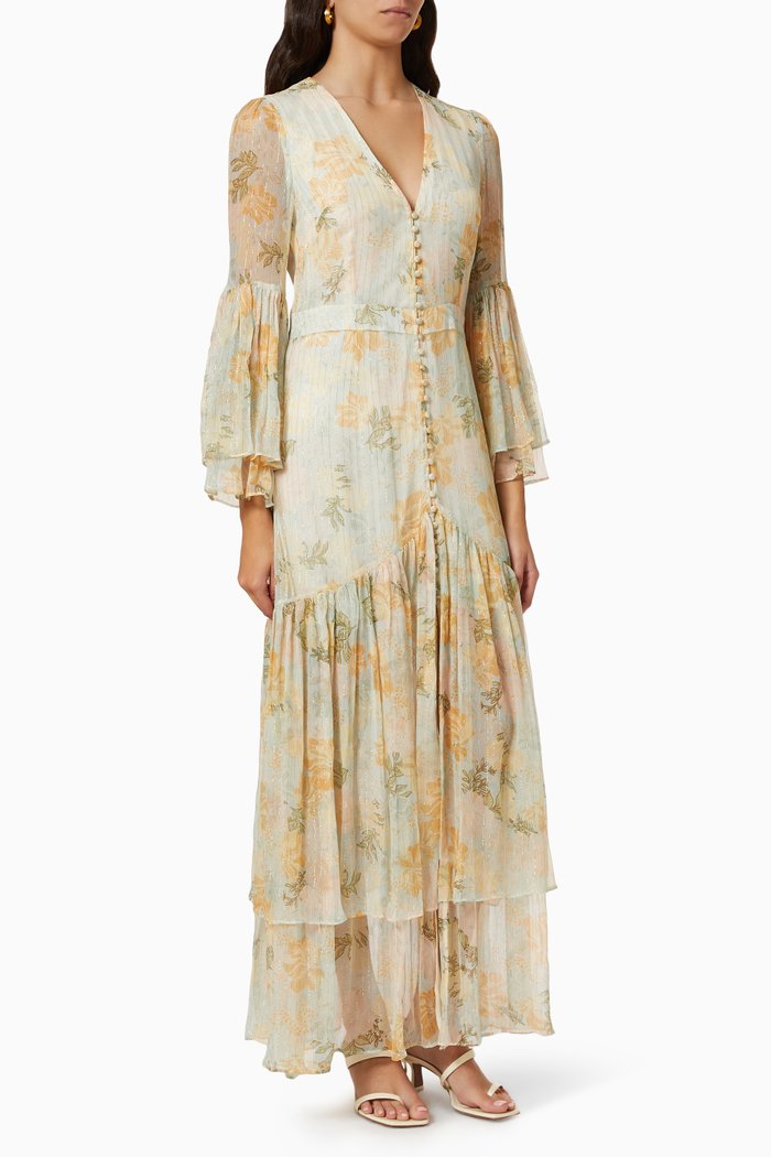 

Belle Maxi Dress in Silk Chiffon, Green