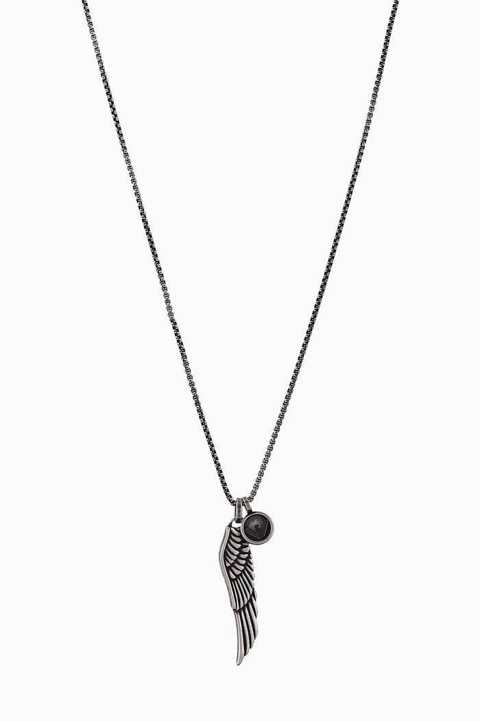 EA Wing Pendant Necklace, Grey