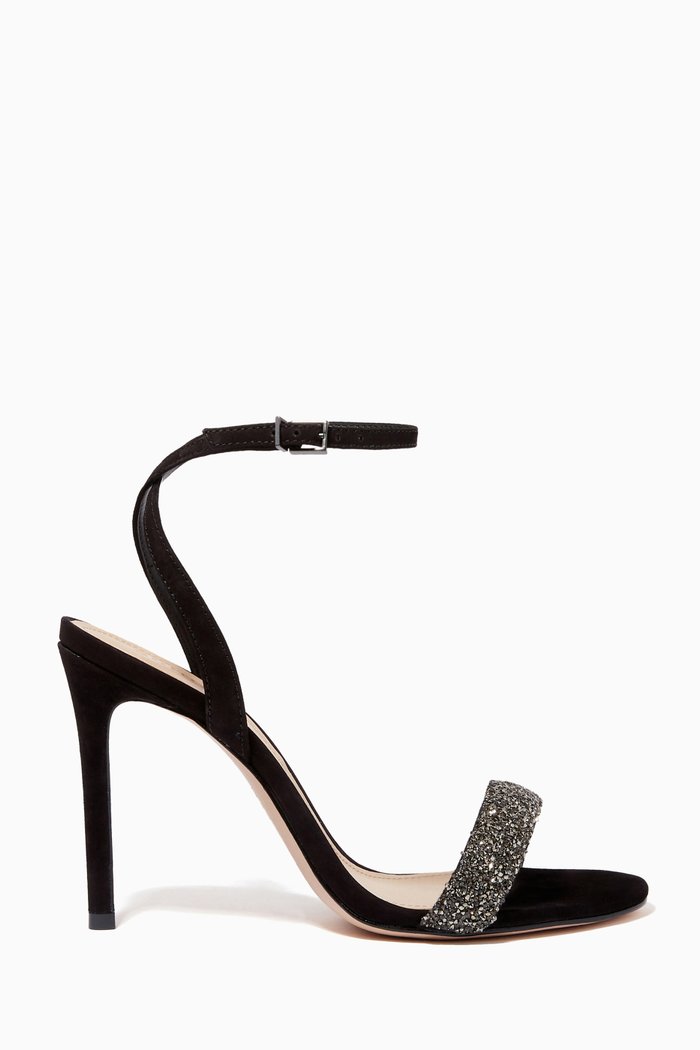 

Glammy Heel Sandals in Suede Leather, Black
