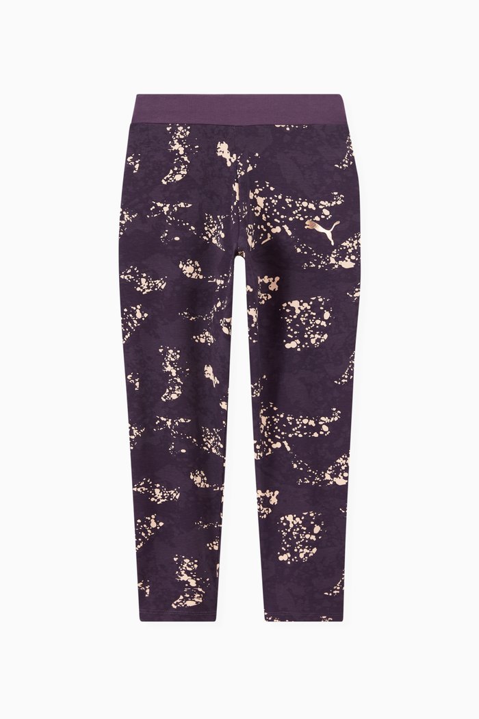 Alpha Printed Leggings in Stretch Jersey, Purple