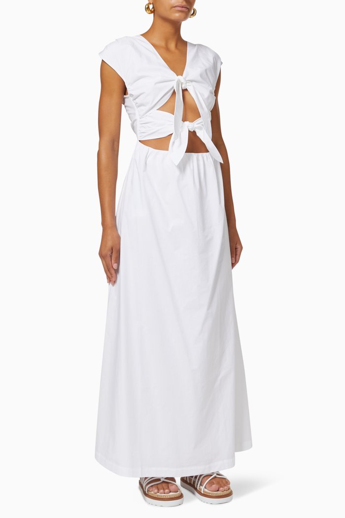 

Anja Tie Midi Dress in Italian Cotton Poplin, White