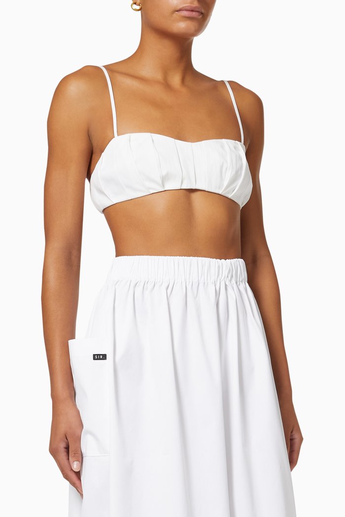 

Anja Tucked Bralette in Italian Cotton Poplin, White