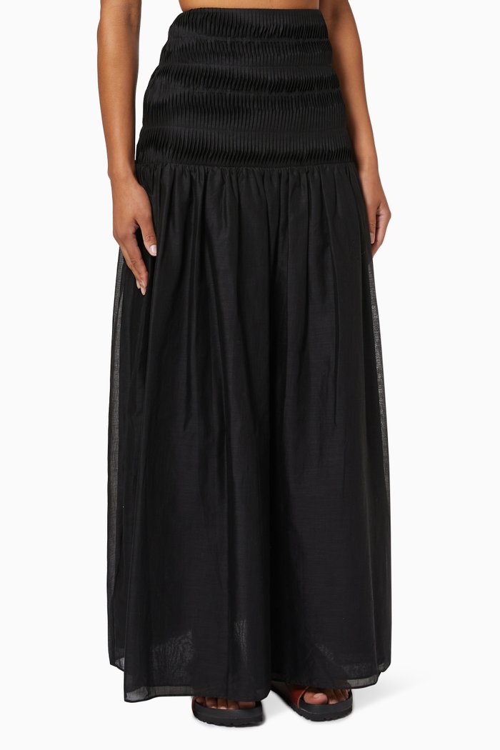 

Xanthe Maxi Skirt in Cotton Linen Blend, Black