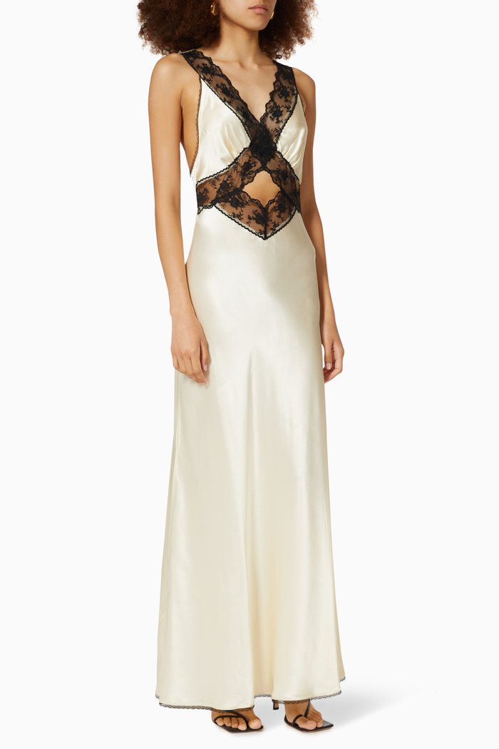 

Willa Cut Out Gown in Silk, Yellow