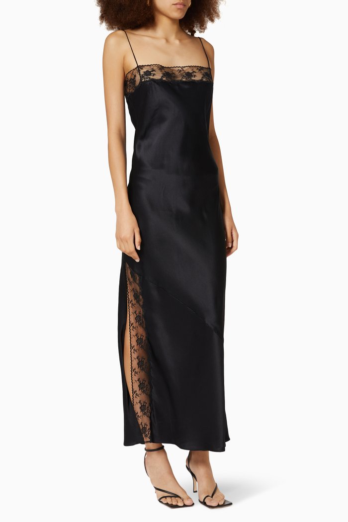 

Willa Bias Midi Dress in Silk, Black