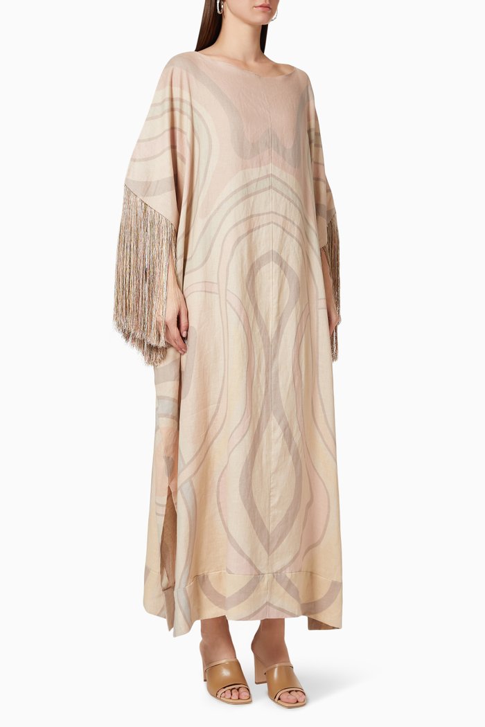 

Tassel Kaftan in Linen, Neutral