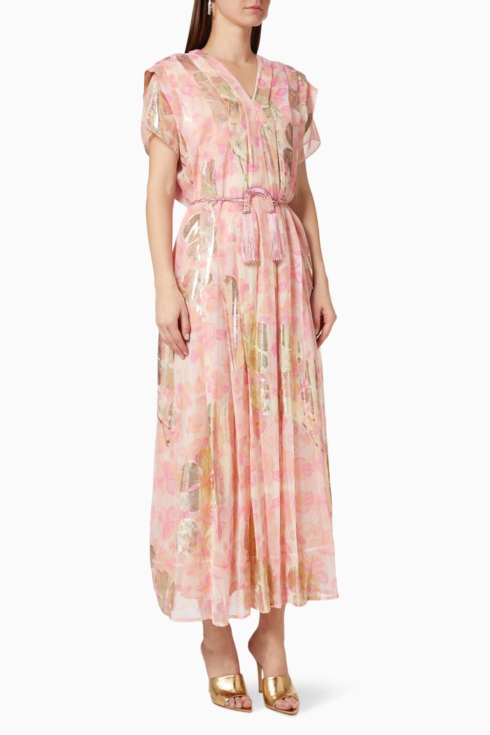 

Pleated Kaftan in Chiffon, Pink