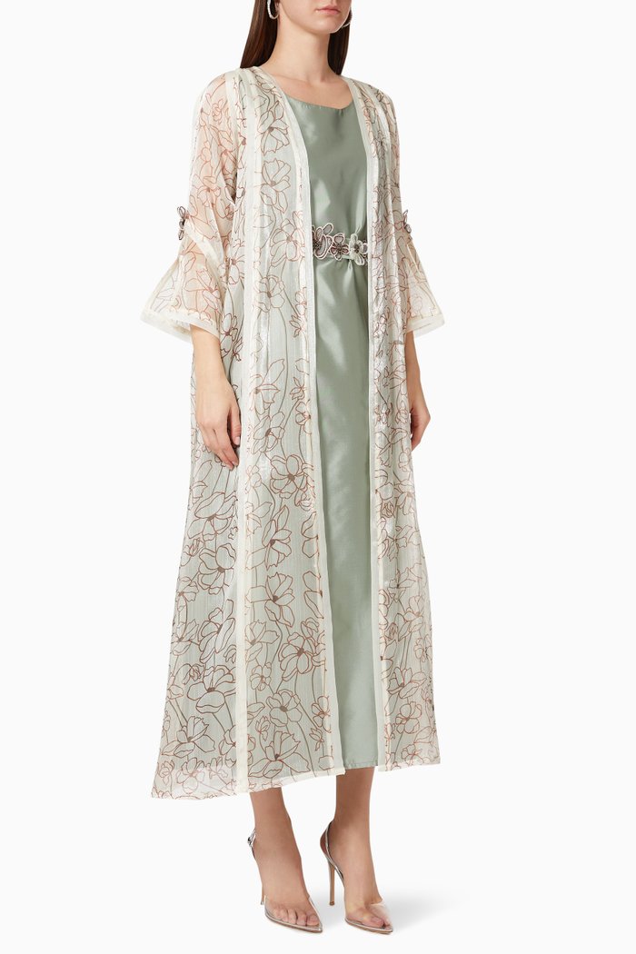 

Kaftan & Dress Set in Organza, Green