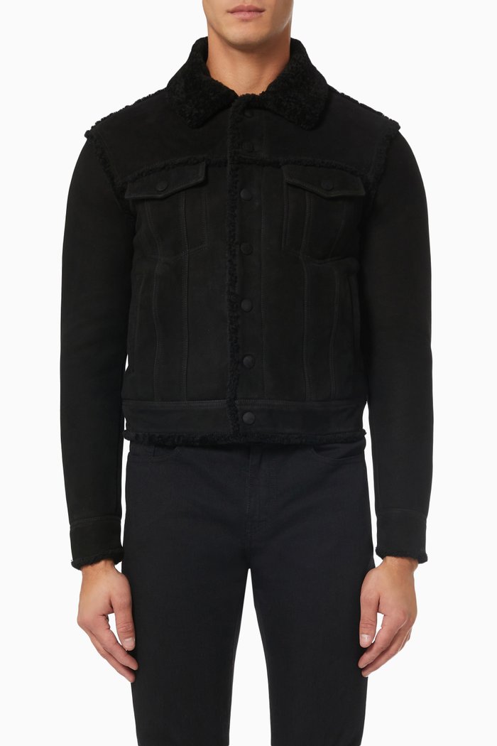 

Short Jacket in Sheepskin with Shearling, Black