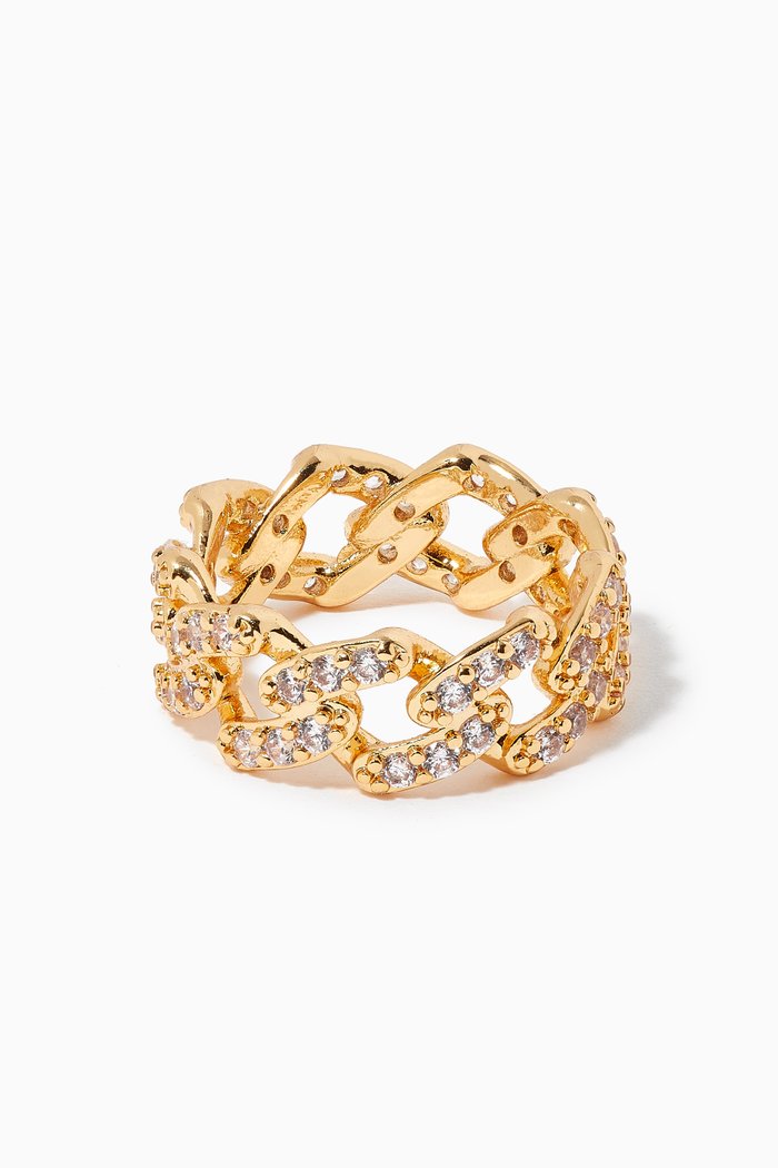 

Mexican Chain Ring in 18kt Gold Plating, White