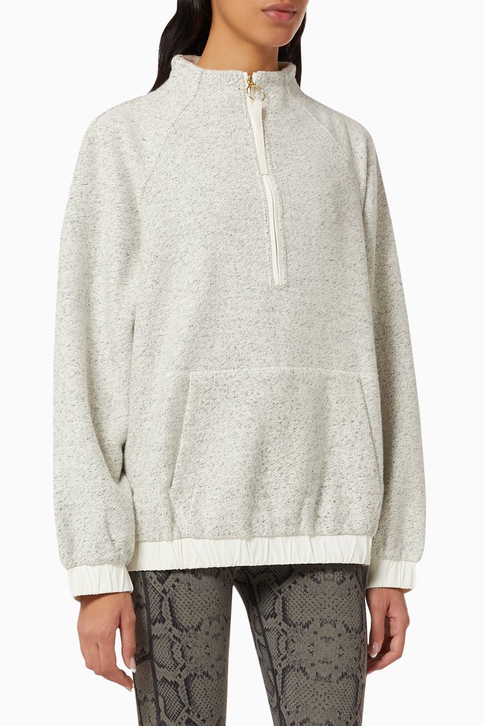 

Barnett Half-zip Sweatshirt in Textured Fleece, Grey