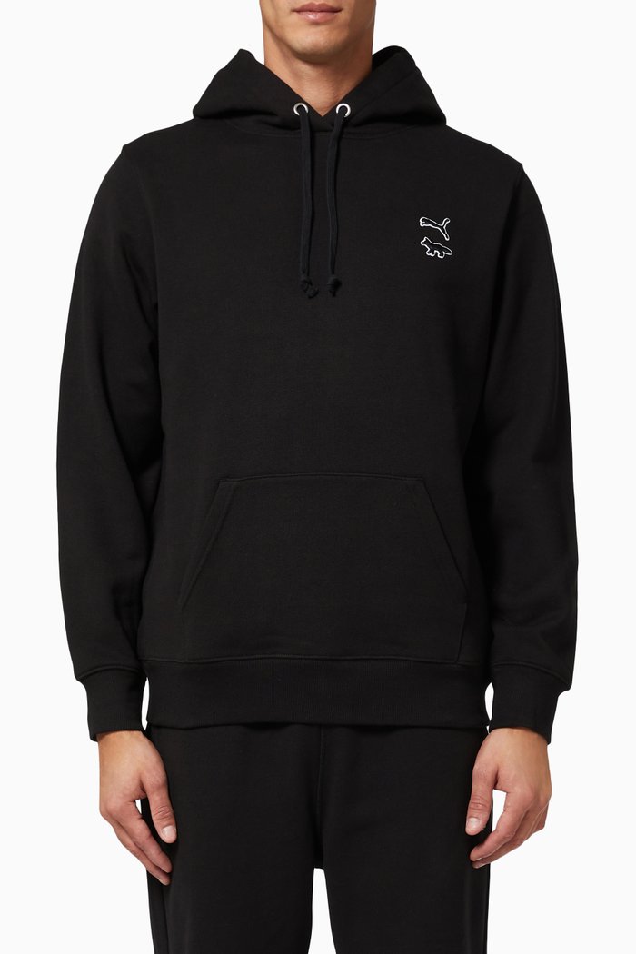 

x Maison Kitsune Hooded Sweatshirt in French Terry, Black