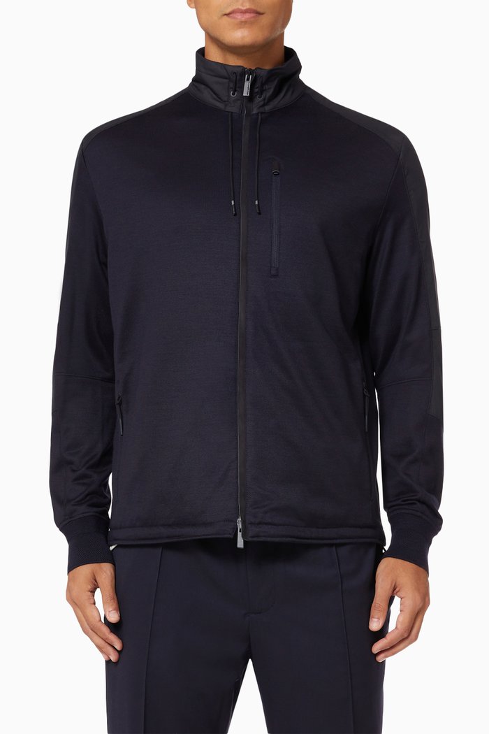 

High Performance Packaway Sweatshirt in Wool Jersey, Blue