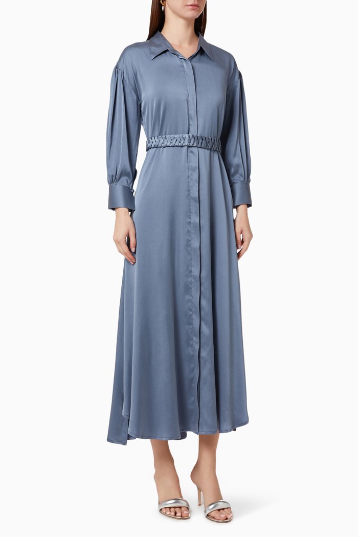 

Shirt Dress in Silk, Blue