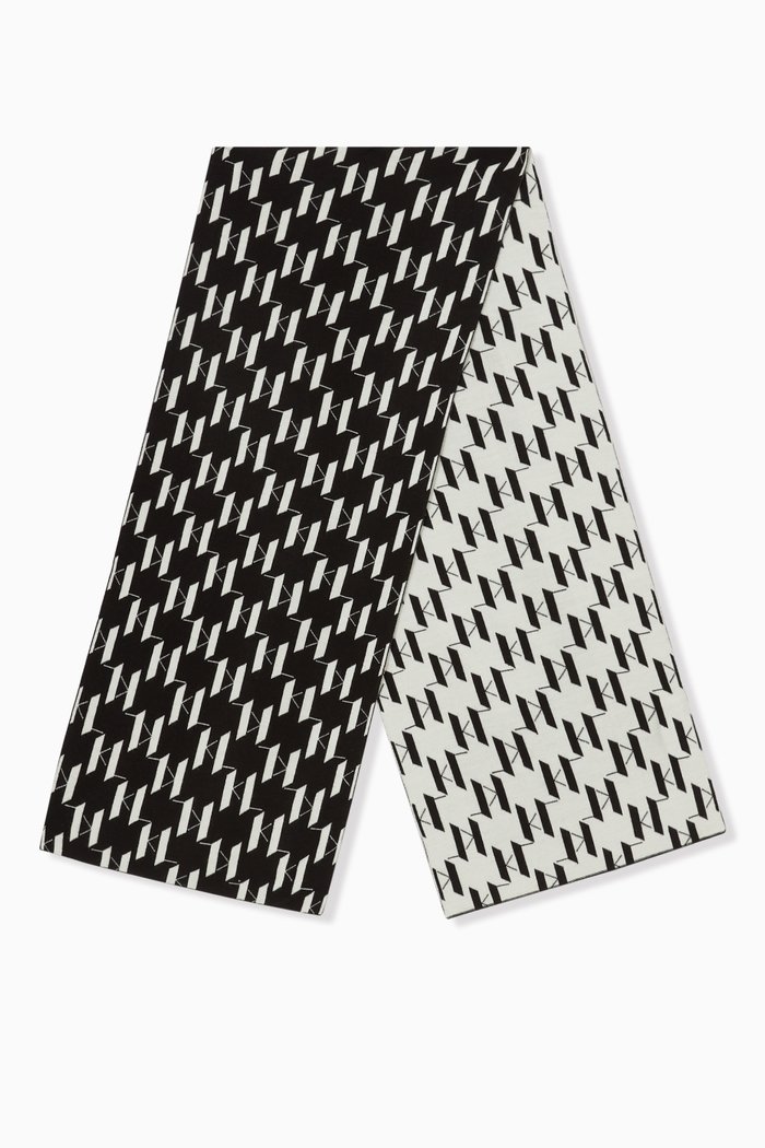 

Monogram Scarf in Merino Wool, Black