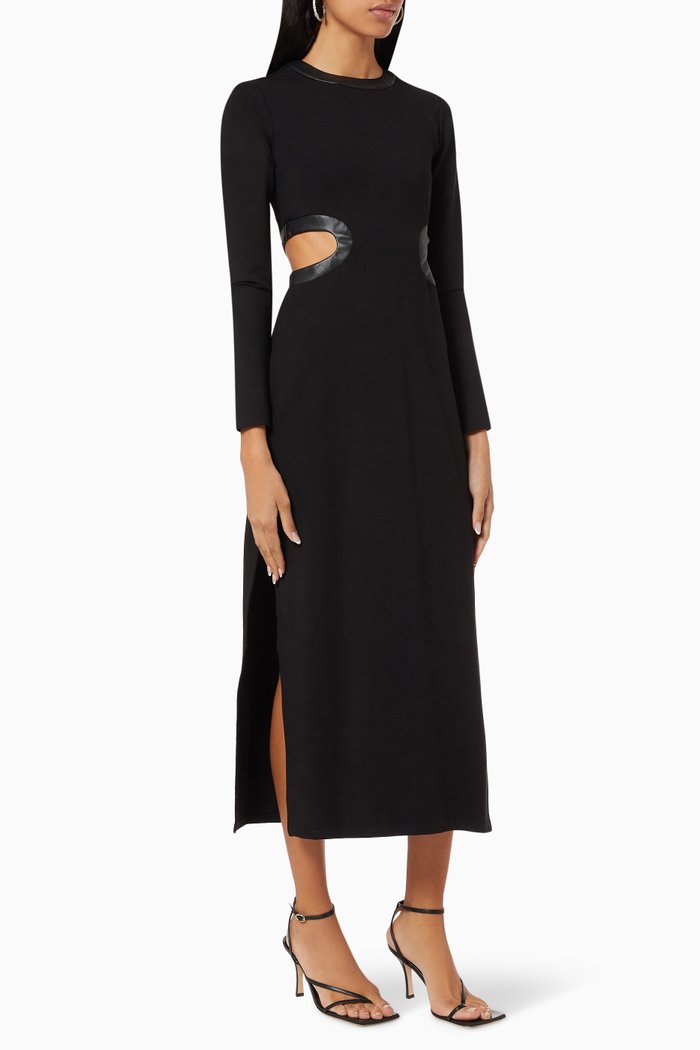 

The Dolce Dress in Ponte & Vegan Leather, Black