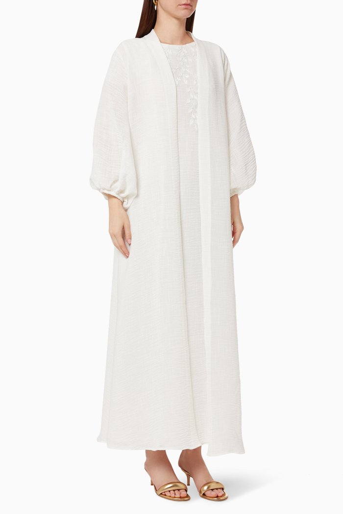 

Three Piece Abaya Set in Linen, Neutral