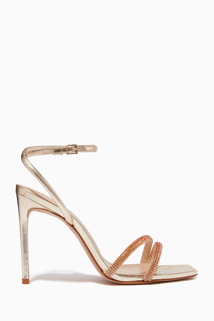 

Gaiah Heel Sandal in Metallic Nappa Leather, Silver